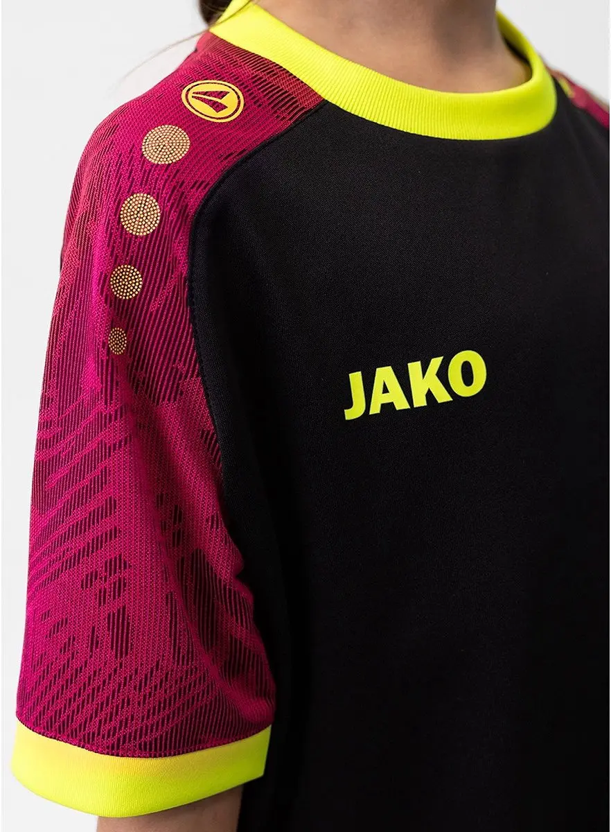 Jako Iconic Shirt Korte Mouw Kinderen 116 - Zwart/Pink/Fluogeel