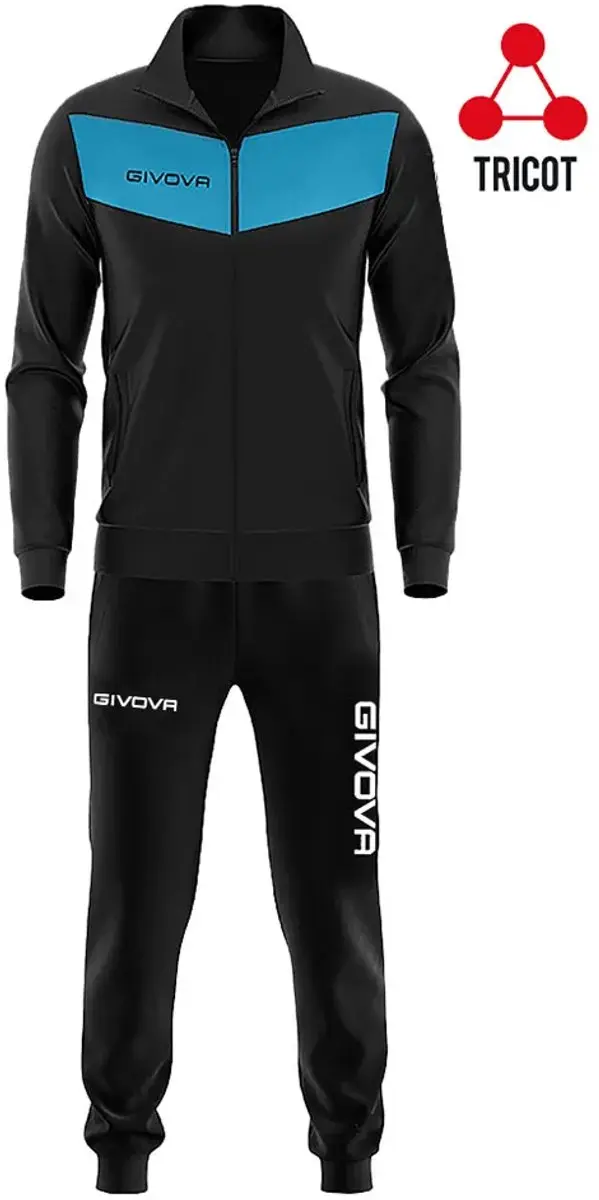 Givova Visa Trainingspak Kinderen - Zwart/Turquoise - 9-10 Jaar - afbeelding 2 van 4