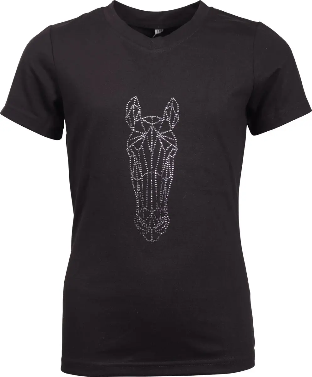 Epplejeck Shirt Epplejeck Ejglitter Horse Kids Zwart-zilver