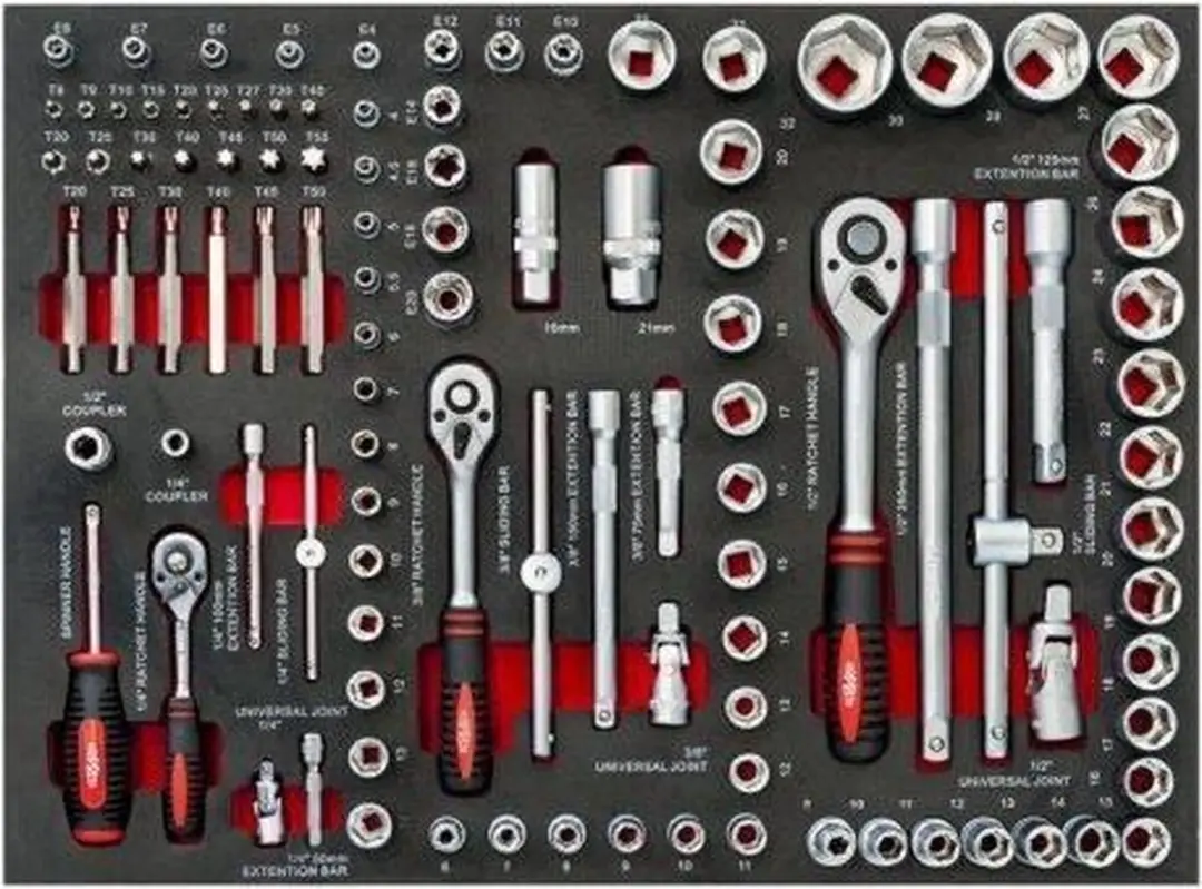 Airpress Gereedschapswagen 217-delig - 7 Lades - Rood/Zwart - afbeelding 6 van 8