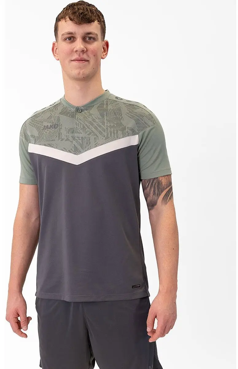 Jako Iconic Polo Heren XXL - Zachtgrijs/Mintgroen/Antra