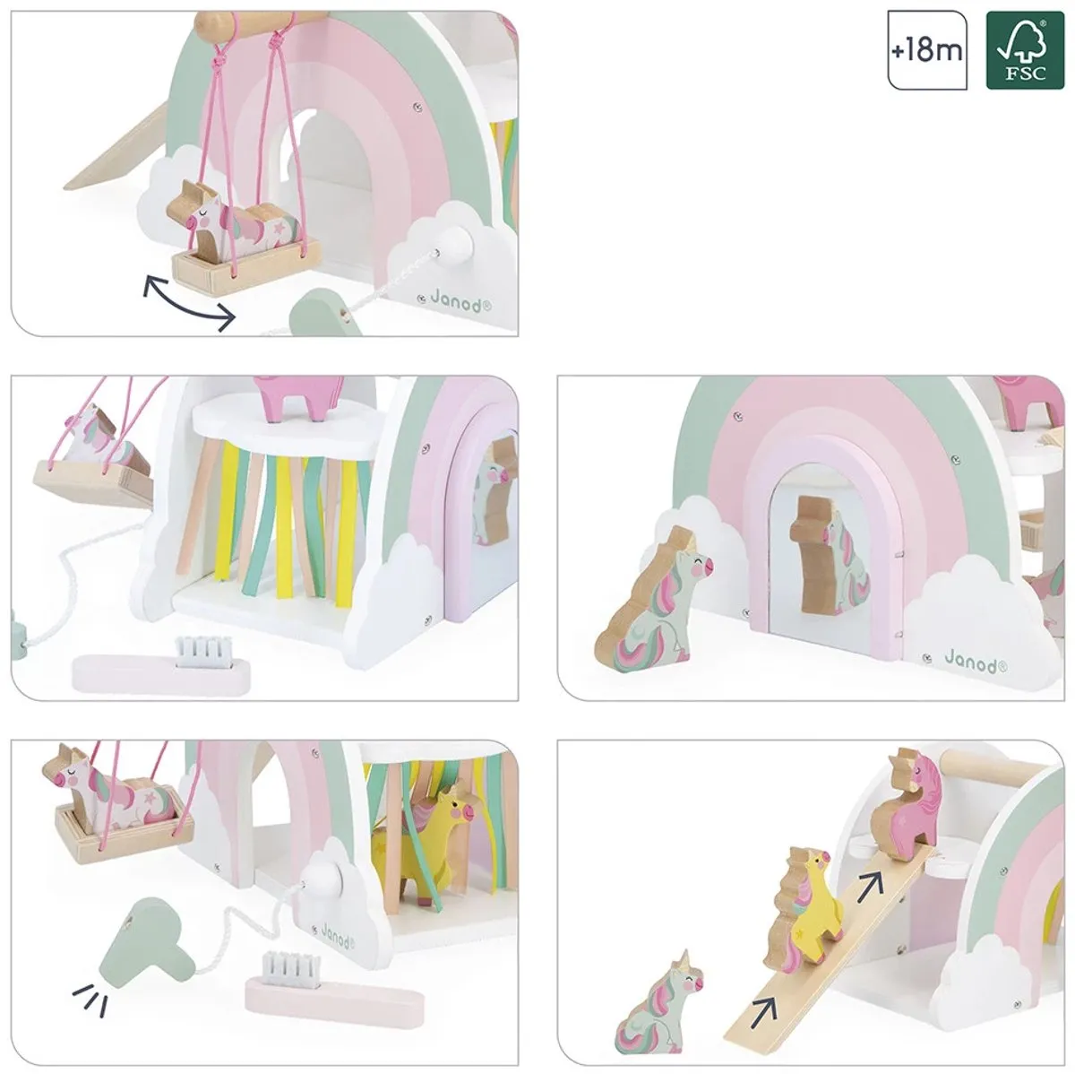 Janod Unicorn Wasstraat 11.8591 - Multicolor