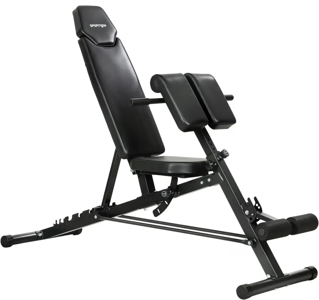 Sportnow Halterbank-Staal, Kunstleer-180L x 68,5B x 93,5H cm-Zwart