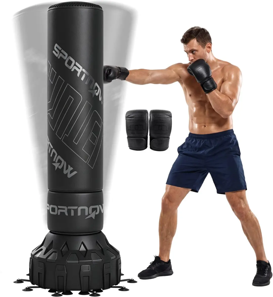 SPORTNOW Boxing Punchbag-Q195-Stahl, EPE-60L x 60B x 180H cm-Schwarz