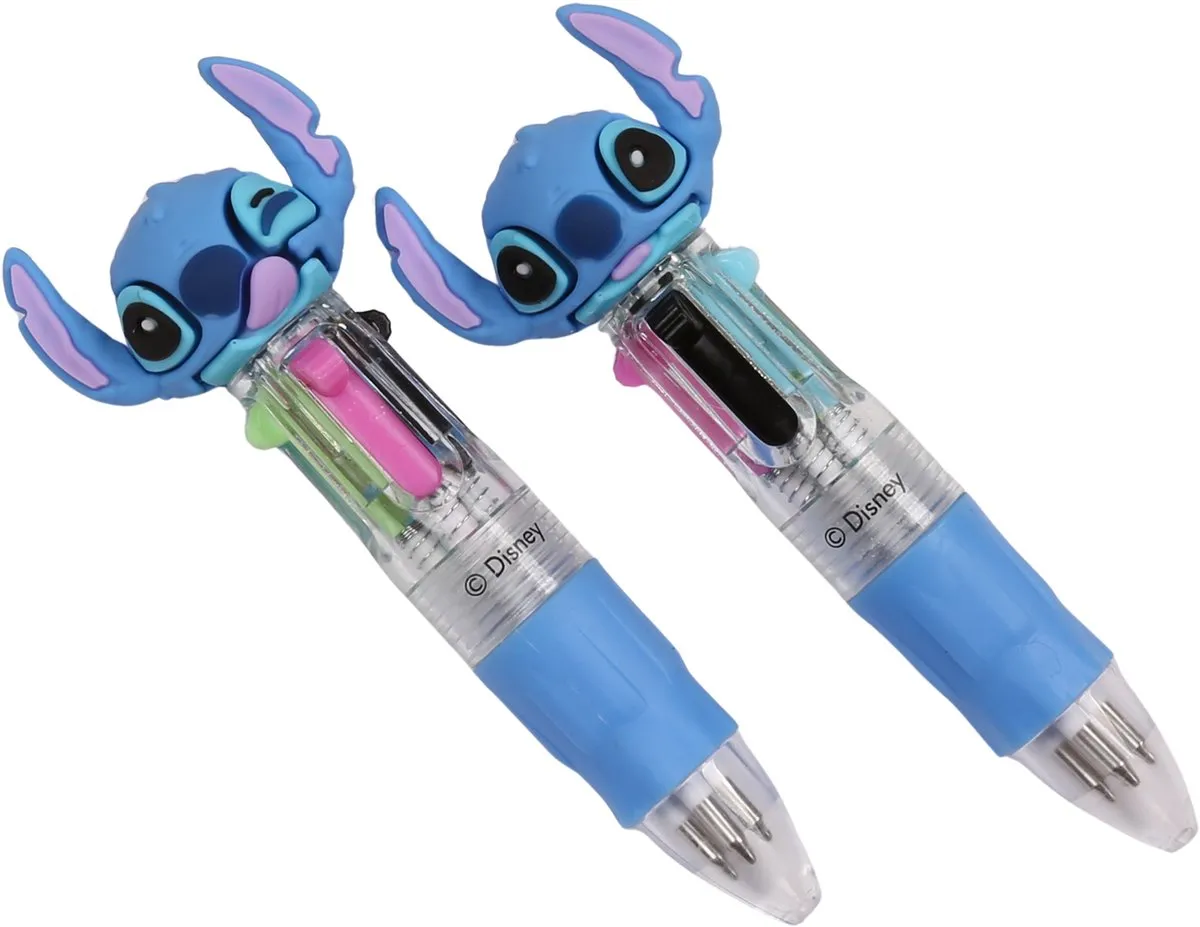 Disney Stitch Mini Automatische Schoolpen 4-in-1 - 2 Stuks - Multicolor