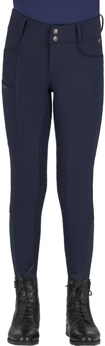 Qhp Rijbroek Lymee Softshell Junior Full-grip Navy