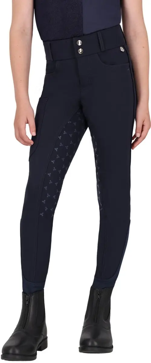 Qhp Paardrijbroek Qhp Aubree Full Grip Kids Donkerblauw