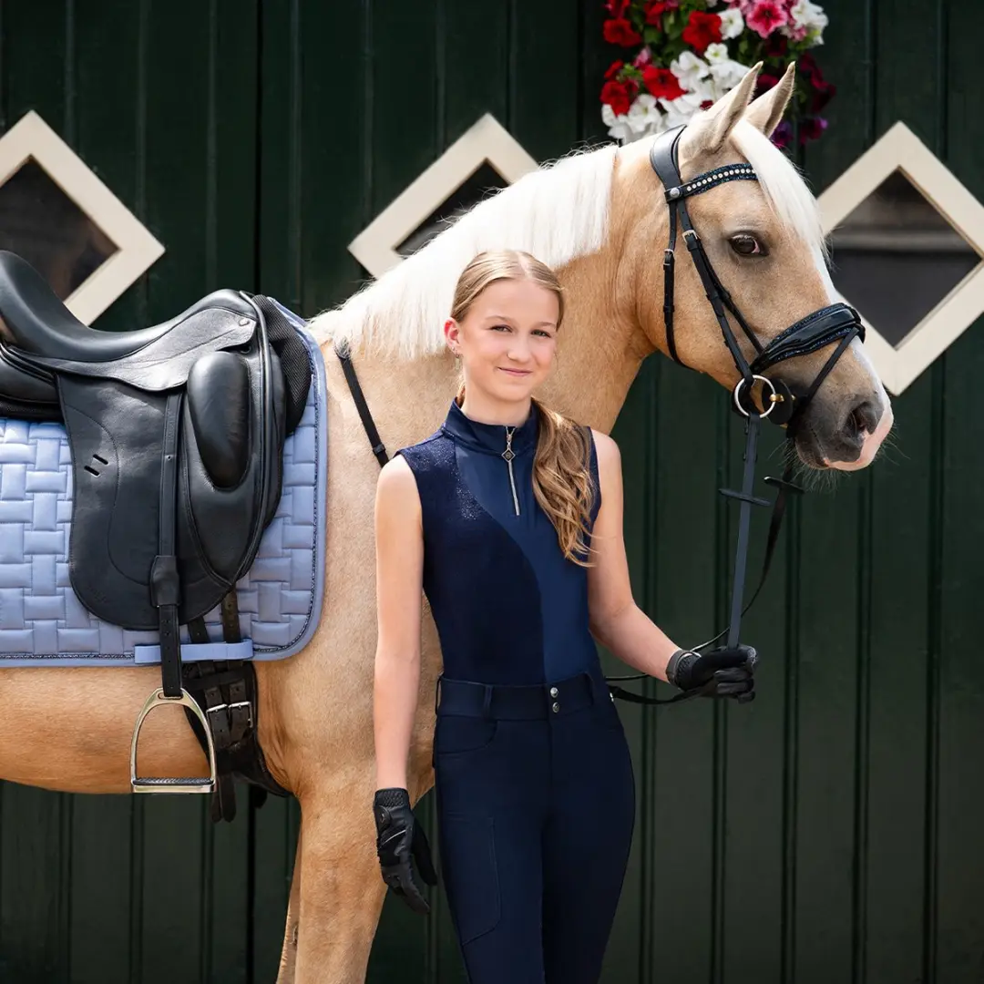 QHP Aubree Full Grip Paardrijbroek 164 - Donkerblauw