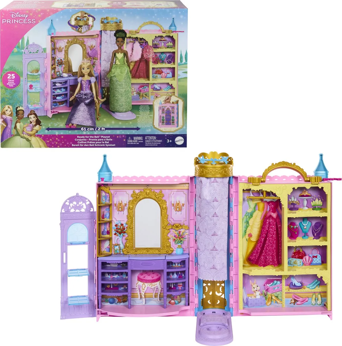 Disney Princess Klaar Voor Het Bal Poppenhuis - 2 Poppen & 1 Meubel - Multicolor