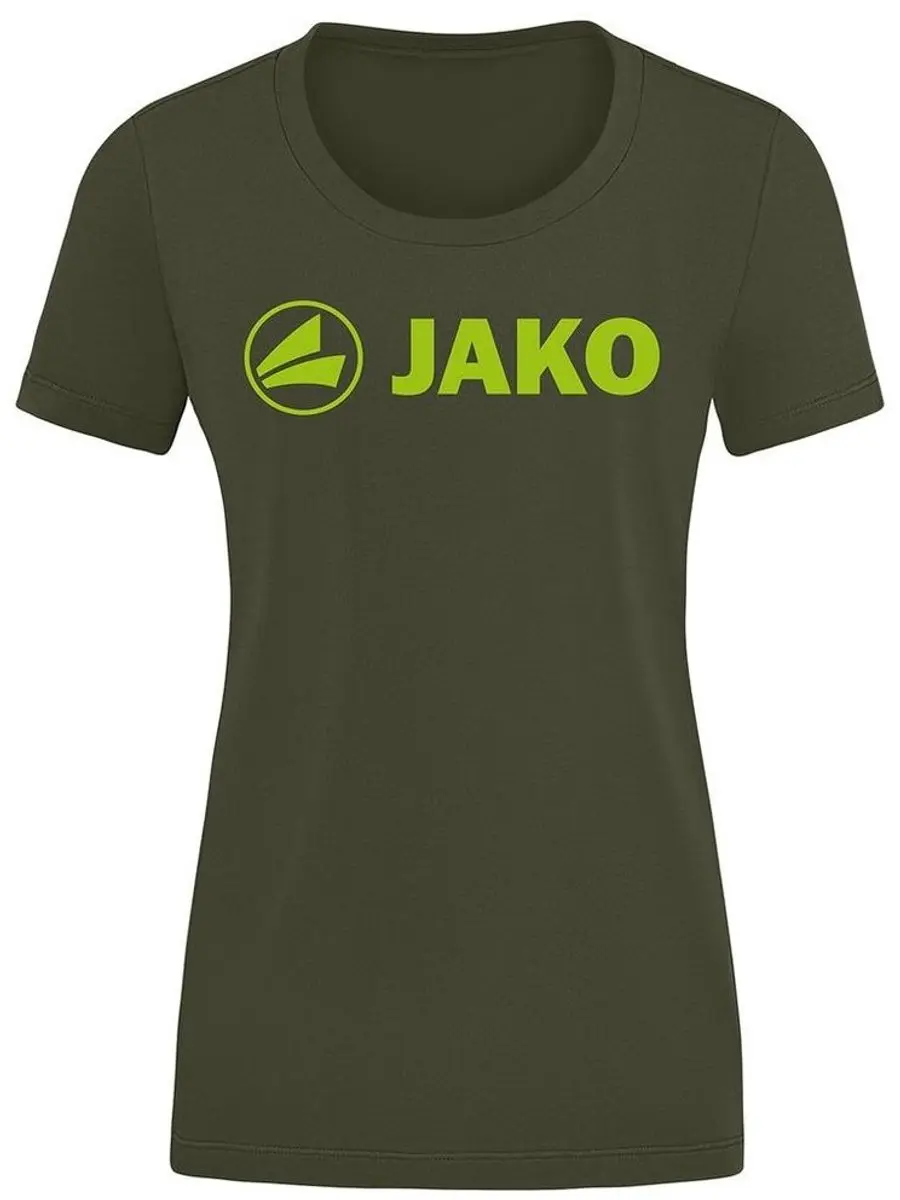 Jako Promo T-shirt Dames - Fluogroen/Khaki - Maat 36