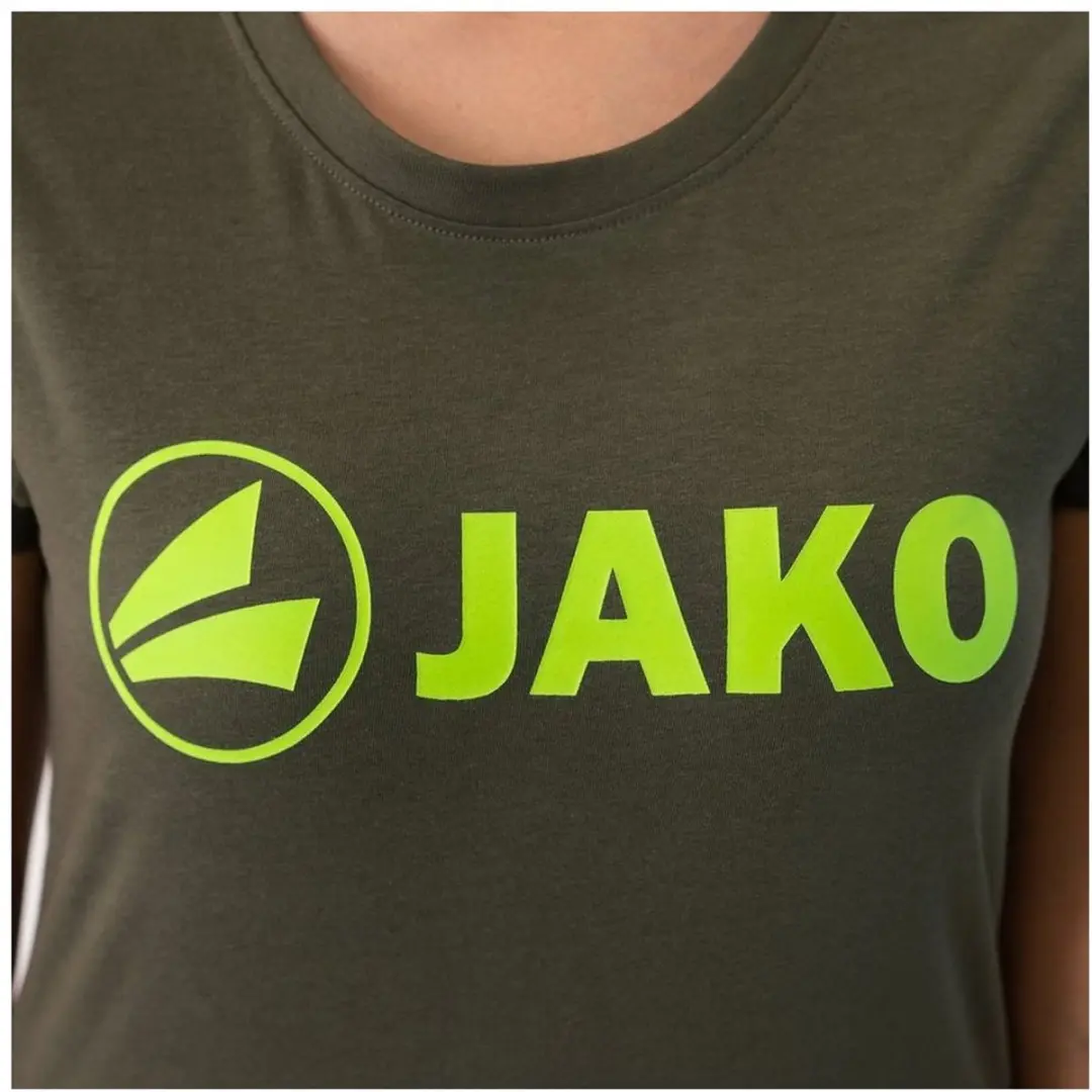 Jako Promo T-shirt Dames - Fluogroen/Khaki - Maat 36