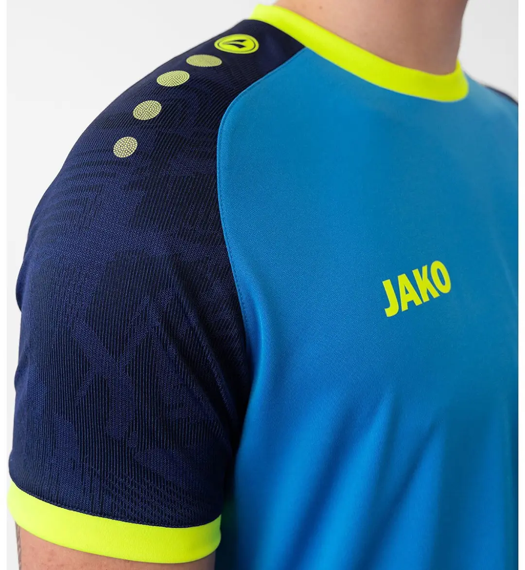 Jako Iconic Shirt Korte Mouw Heren - Blauw/Marine/Fluogeel S