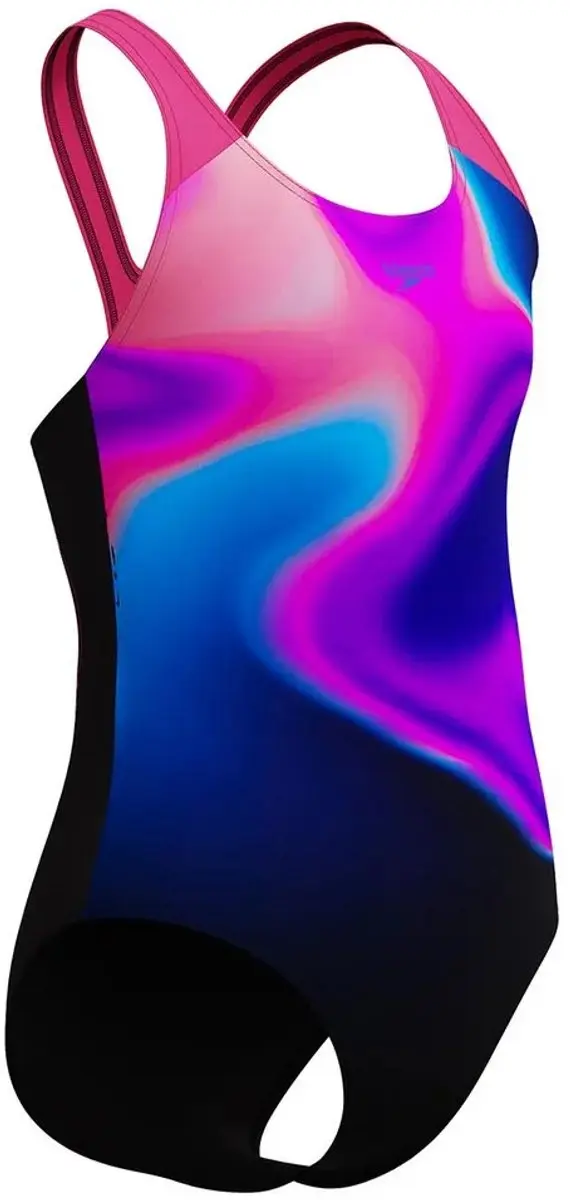 Speedo Print Splashback Meisjes Sportbadpak 152 - Zwart/Paars
