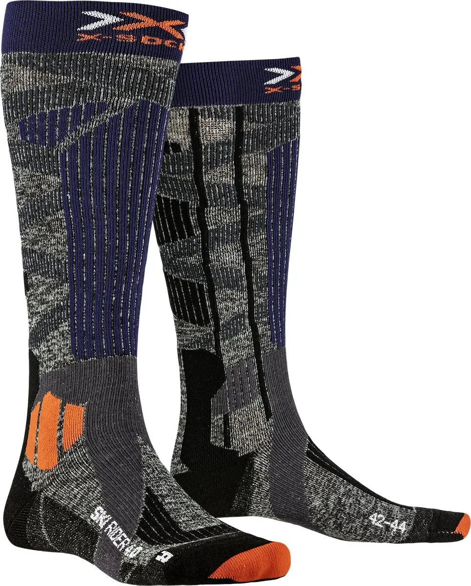 X-Bionic Ski Rider 4.0 Skisokken - Steengrijs/blauw - 35-38