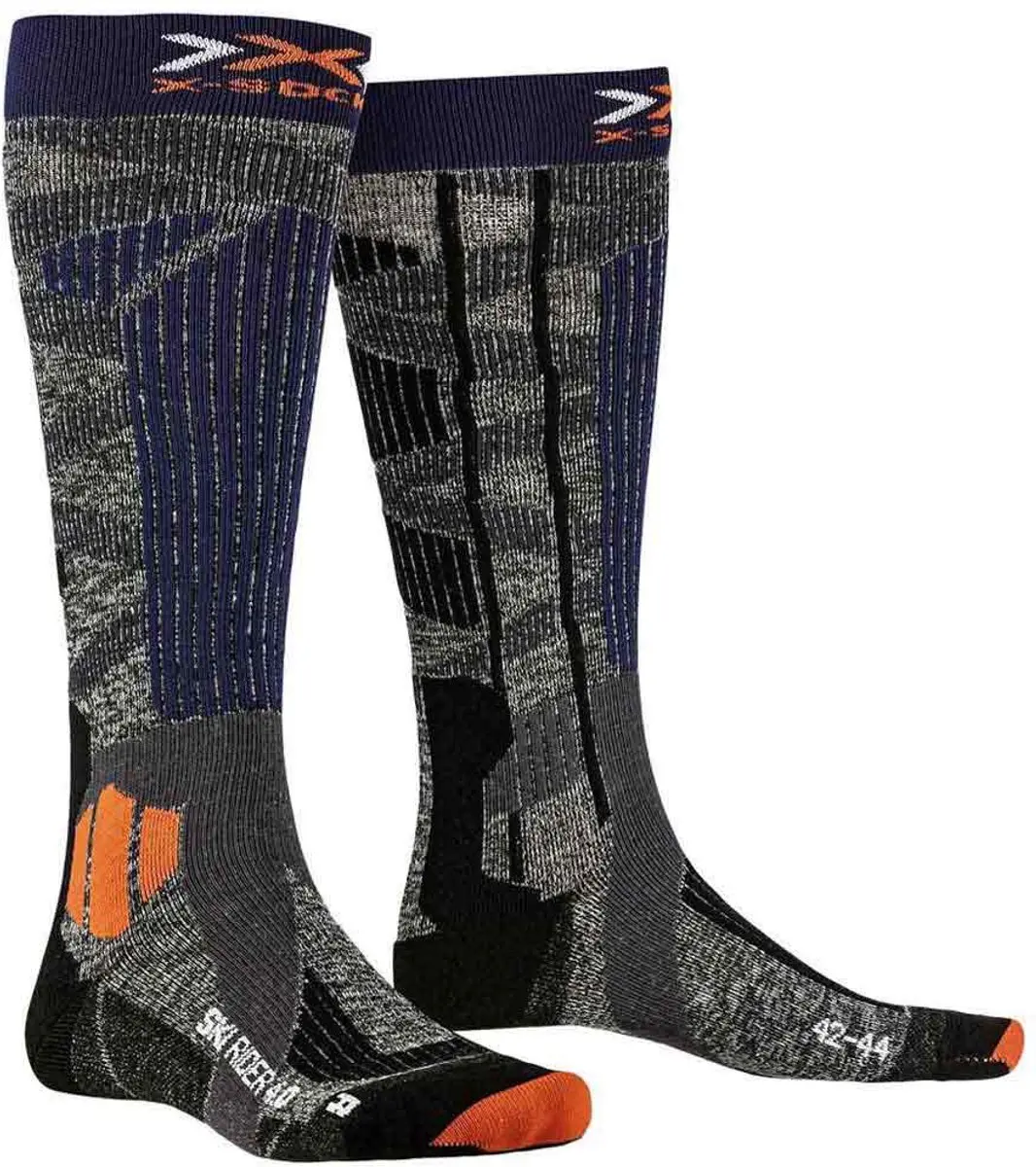 X-Bionic Ski Rider 4.0 Skisokken - Steengrijs/blauw - 35-38