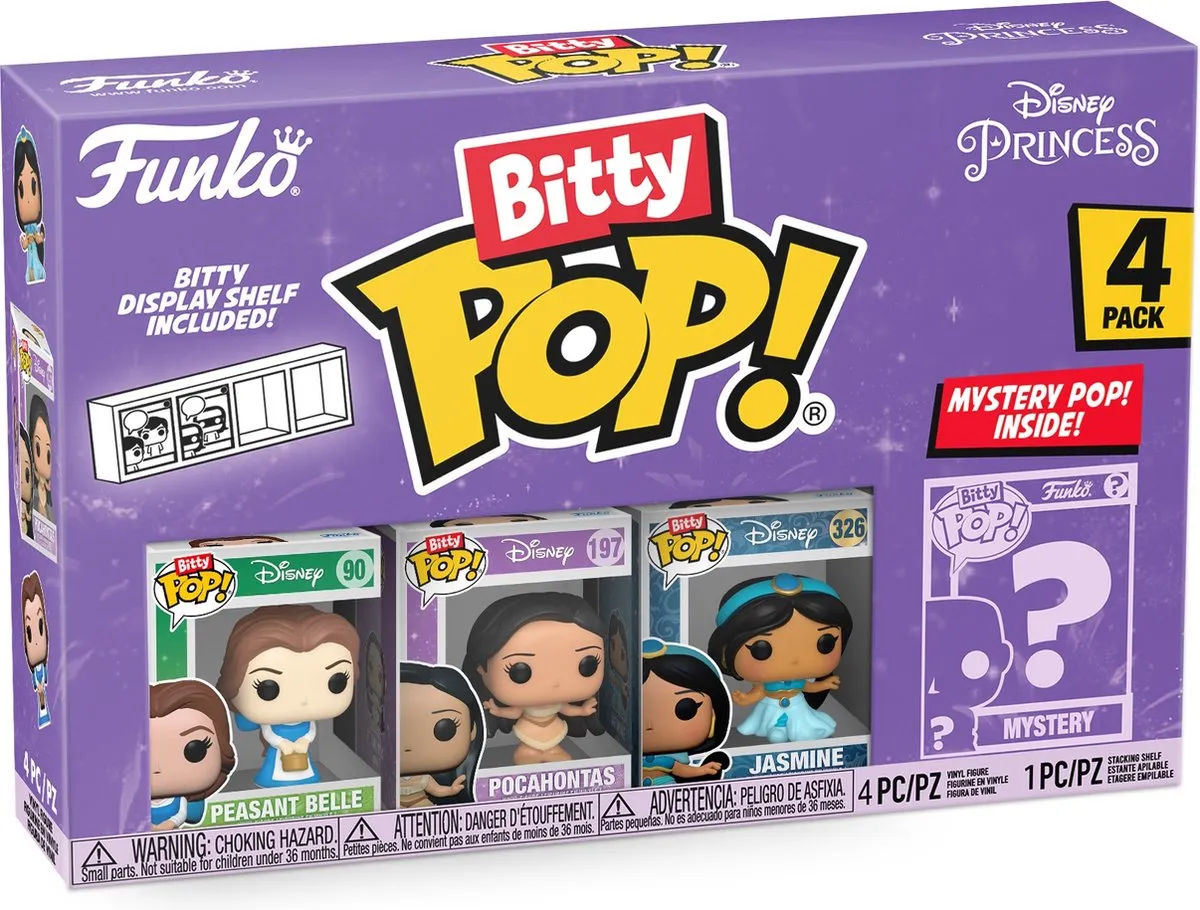 Funko Bitty Pop Disney Princess Series 2 - 4 Stuks (Peasant Belle, Pocahontas, Jasmine)