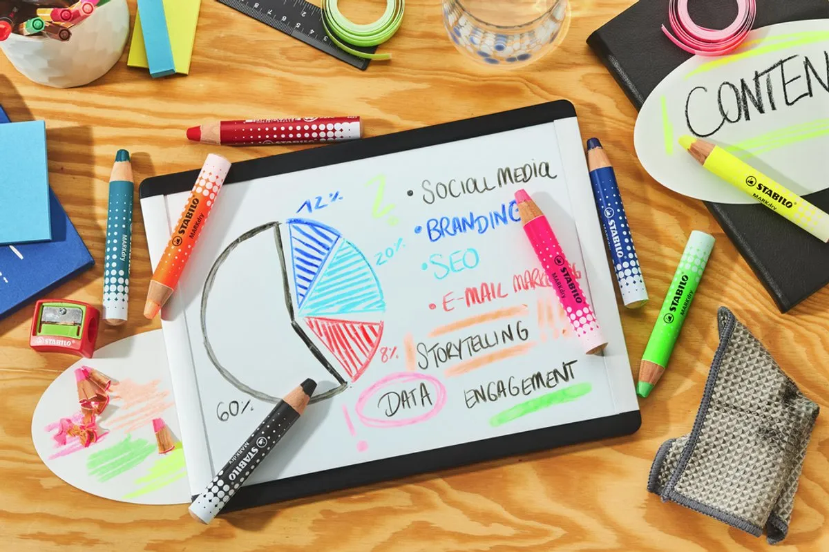 STABILO MARKdry Etui Neon - 4 Potloden - Met slijper & doekje