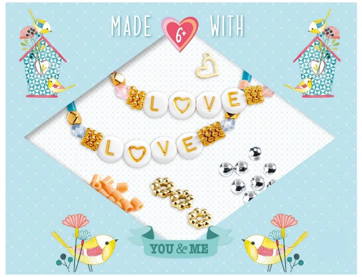 Djeco Kralen Letter Threading Sieraden Set - 350 Kralen Multicolor - afbeelding 6 van 6