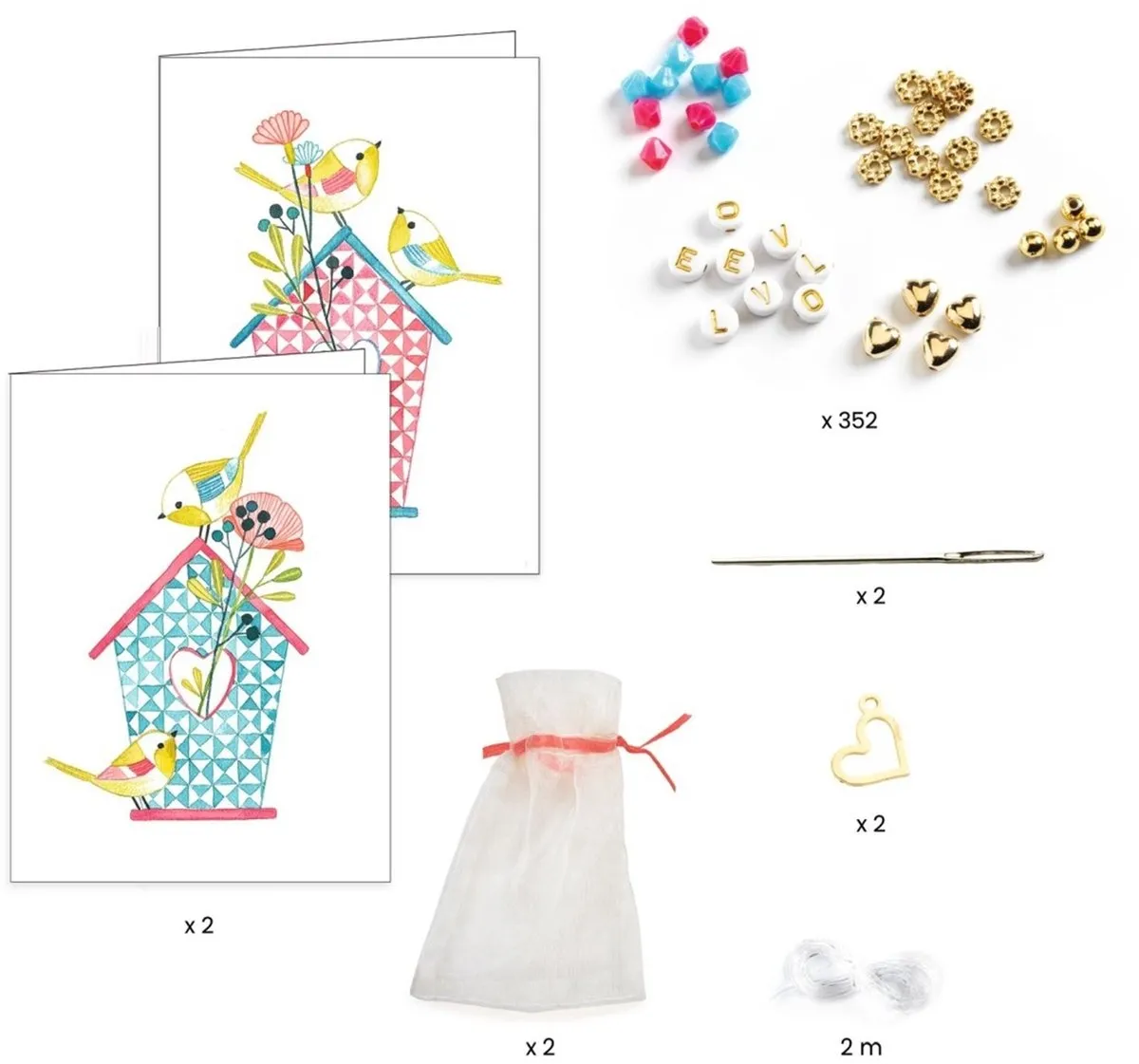 Djeco Kralen Letter Threading Sieraden Set - 350 Kralen Multicolor