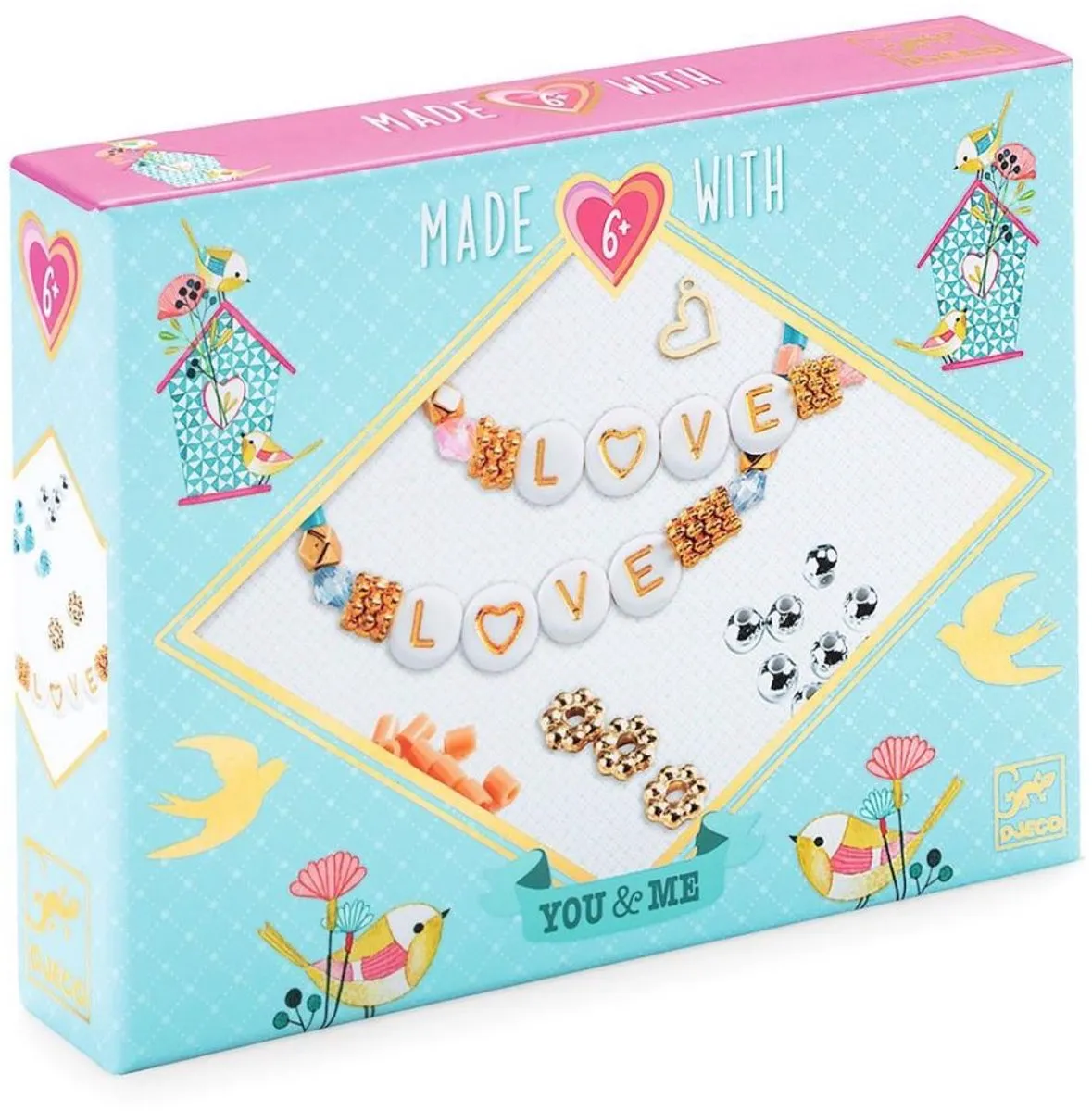 Djeco Kralen Letter Threading Sieraden Set - 350 Kralen Multicolor