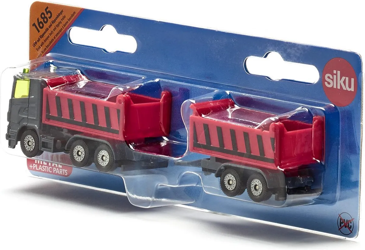 SIKU Kiepwagen Met Aanhanger 1685 - Rood