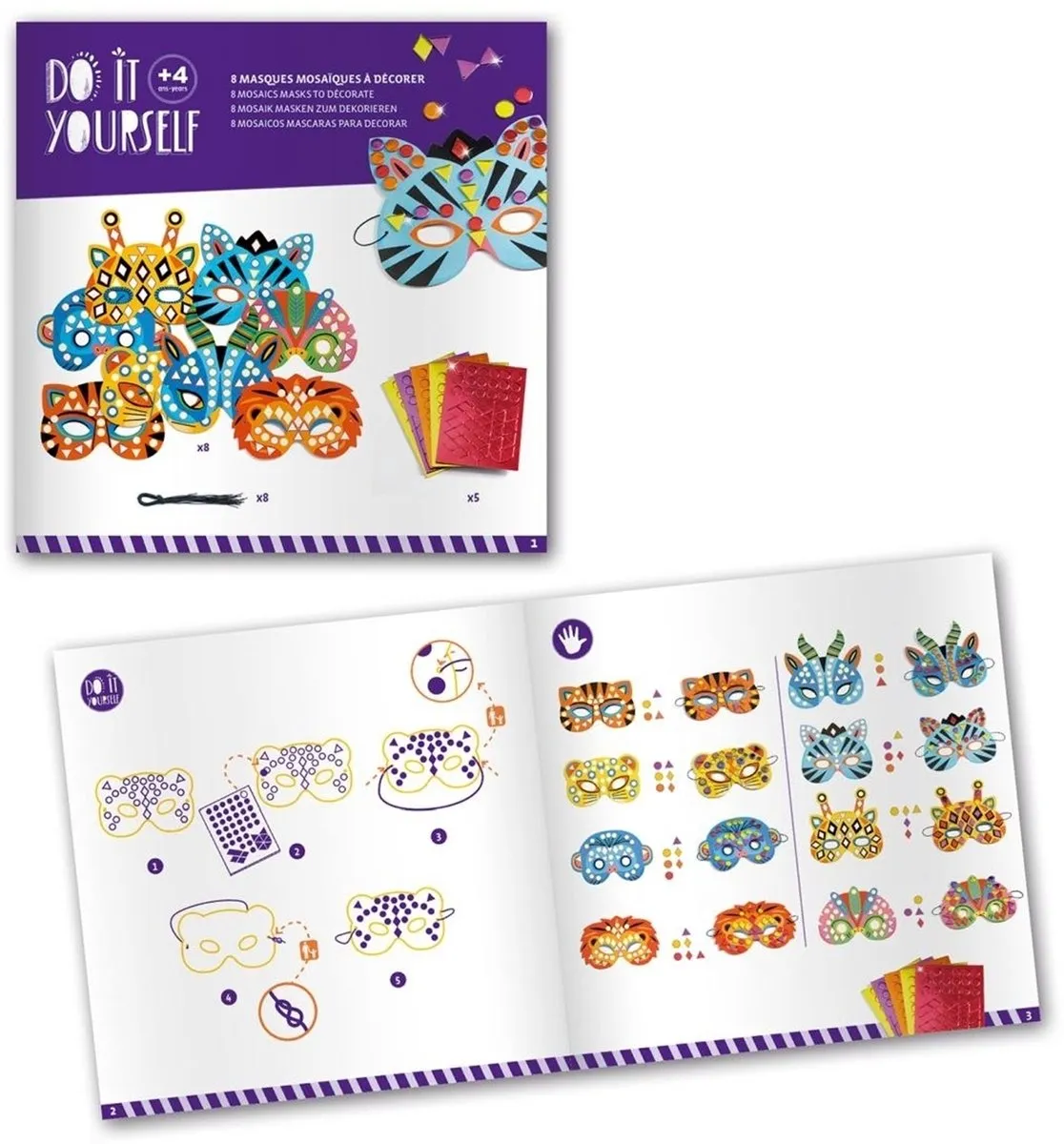 Djeco Jungle Animals Mozaïeken Knutselset - 8 Stuks - afbeelding 4 van 6