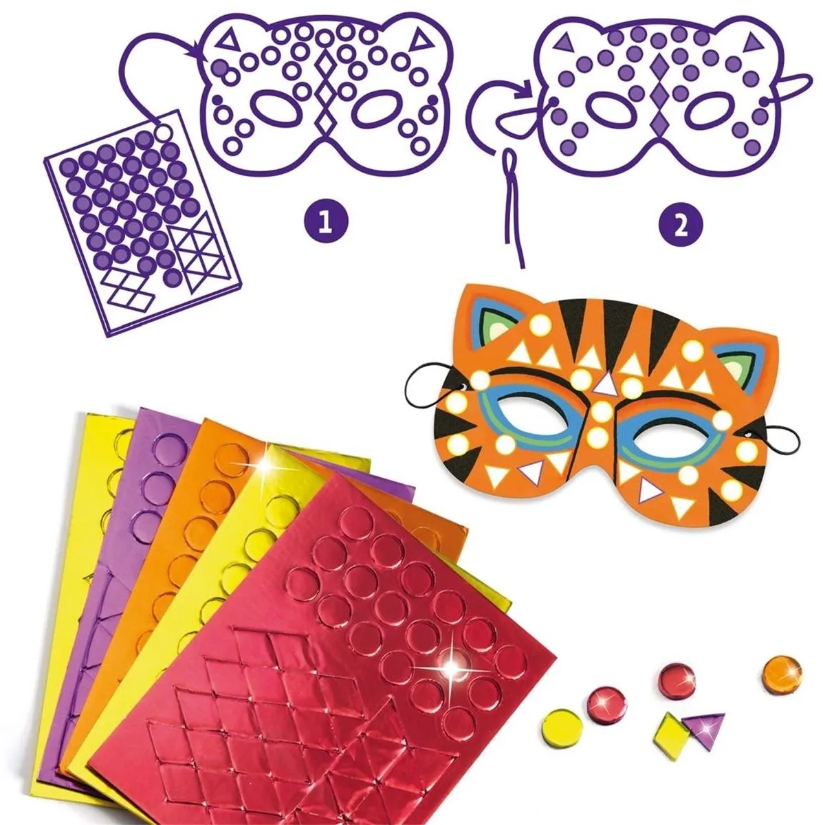 Djeco Jungle Animals Mozaïeken Knutselset - 8 Stuks - afbeelding 5 van 6
