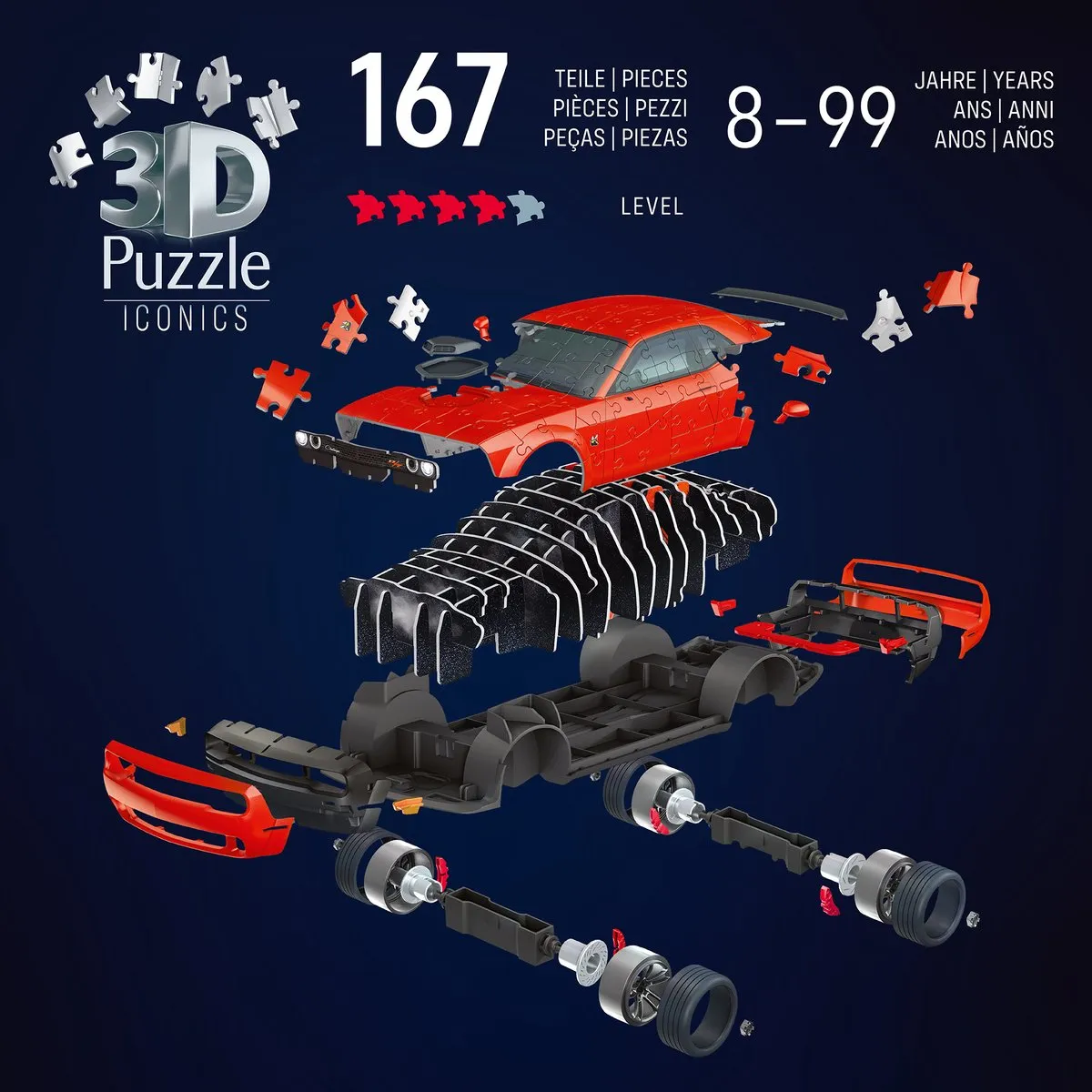 Ravensburger Iconics Dodge Challenger R/T Scat Pack Widebody 3D Puzzel - 108 Stukjes
