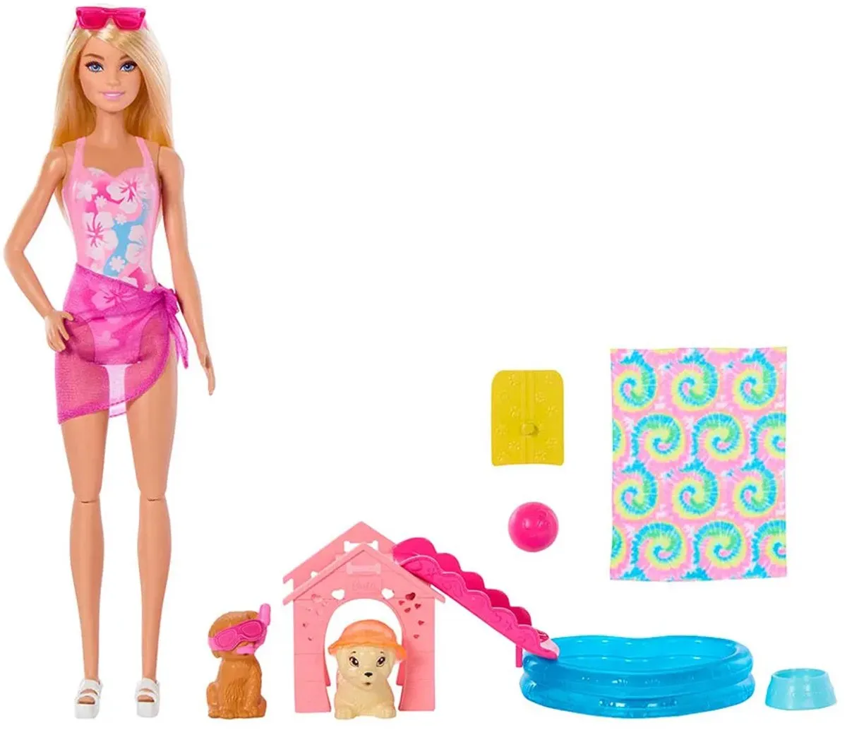 Barbie Zwemfeestje voor Puppy's JBF35 Speelset - Glijbaan & Hartzwembad