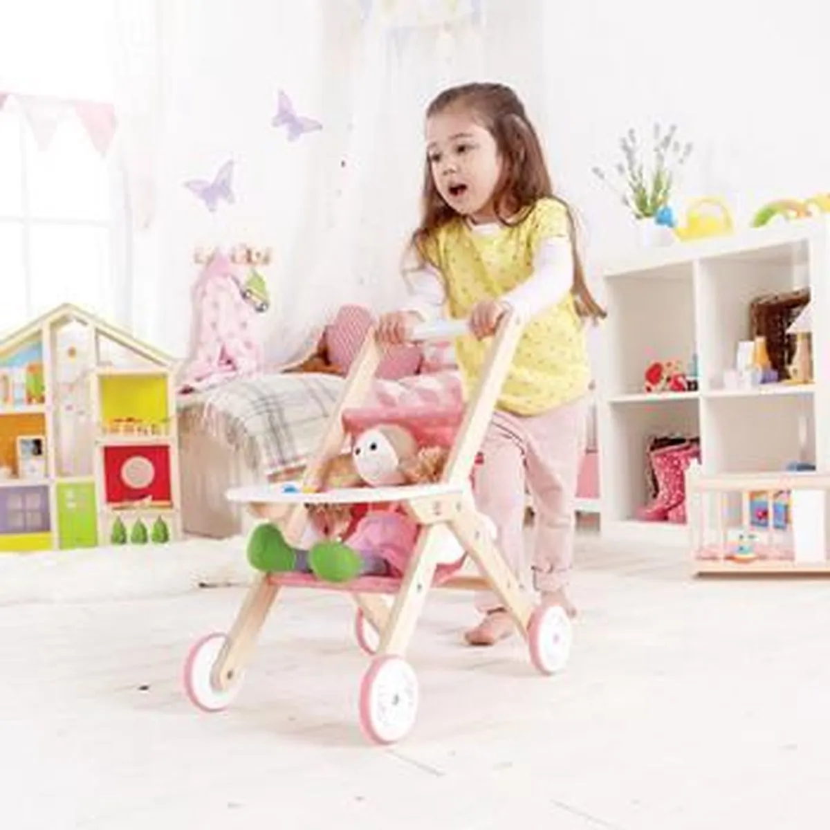 Hape Poppenwagen - Geel