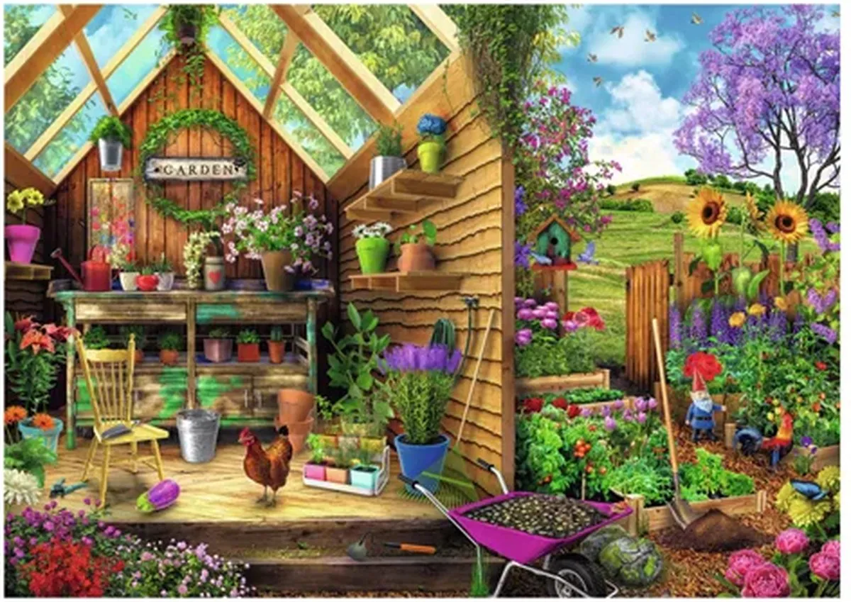 Ravensburger Blik in het Tuinhuis Puzzel 300 Stuks Extra Groot - Multicolor