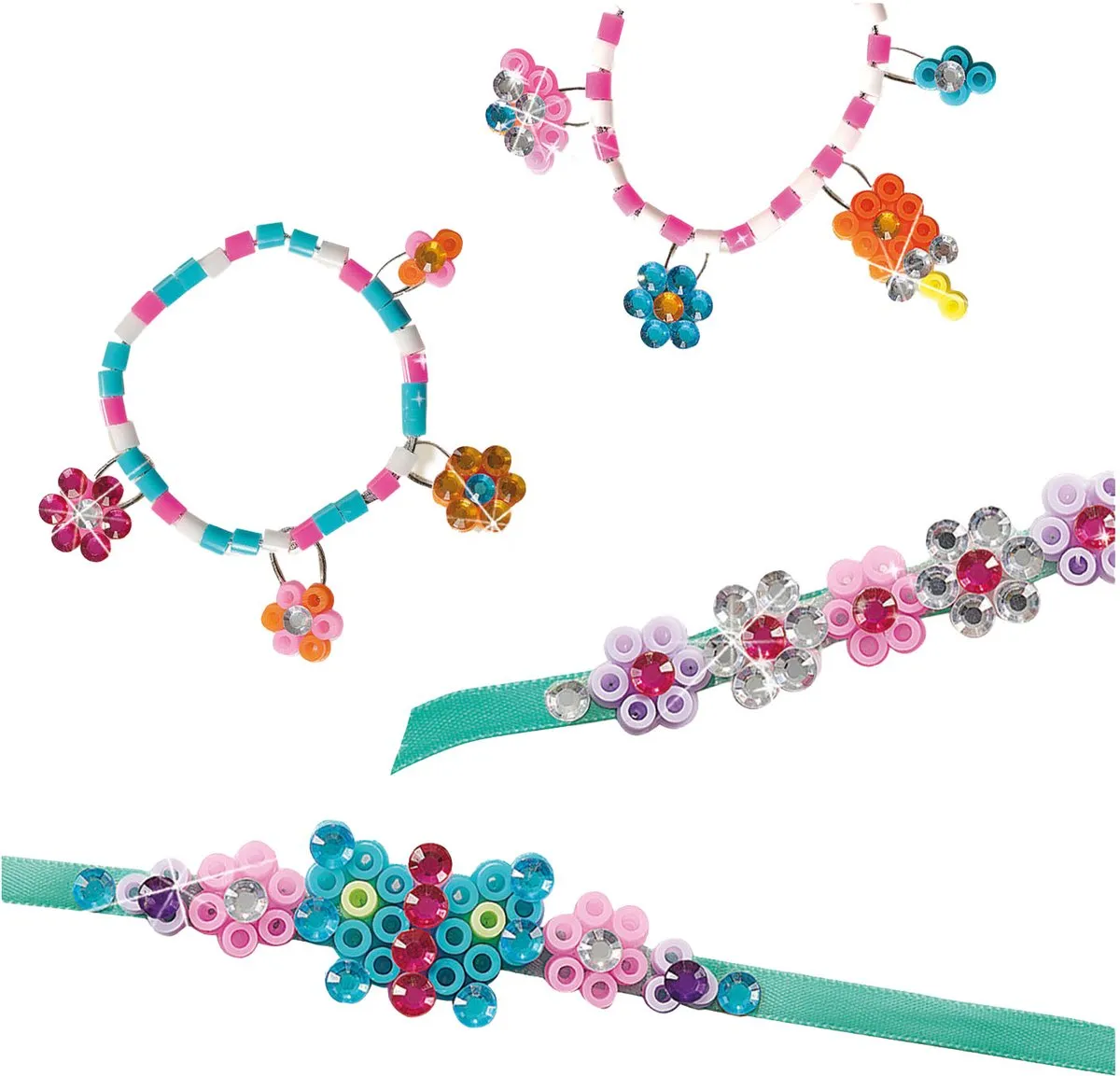SES Creative Beedz Diamant Armbandjes Maken - 1200 Strijkkralen - 15 Kleuren