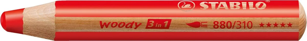 STABILO woody 3 in 1 - Multi Talent Kleurpotloden - ARTY - Etui Met 10 Kleuren & Puntenslijper