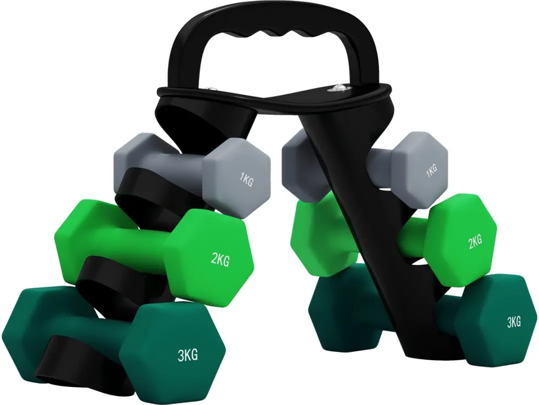 Sportnow Halterset-Metaal, Kunststof-42L x 10B x 30H cm-Grijs+Groen+Turkoois