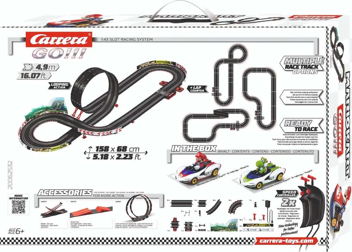 Carrera Go!!! Mario Kart P-Wing Racebaan 4,9m