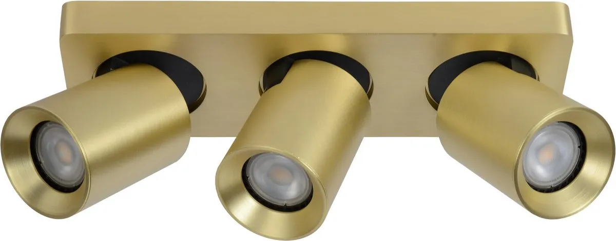 Lucide Nigel Plafondspot LED Dim-to-Warm GU10 - 3x5W 2200K/3000K - Mat Goud