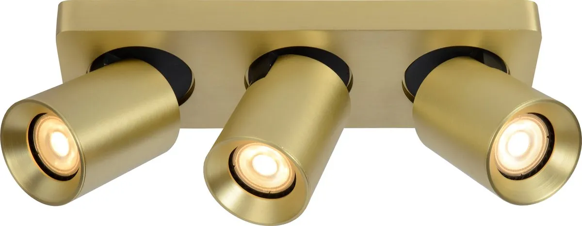 Lucide Nigel Plafondspot LED Dim-to-Warm GU10 - 3x5W 2200K/3000K - Mat Goud