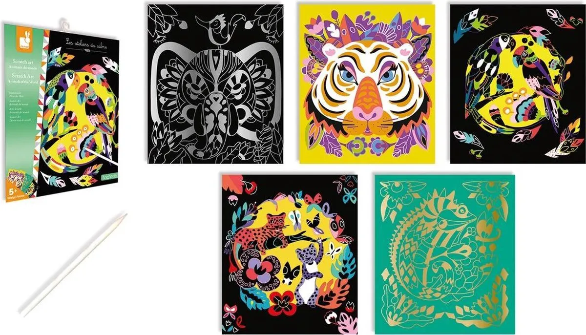 Janod Scratch Art Dieren Van De Wereld Knutselset