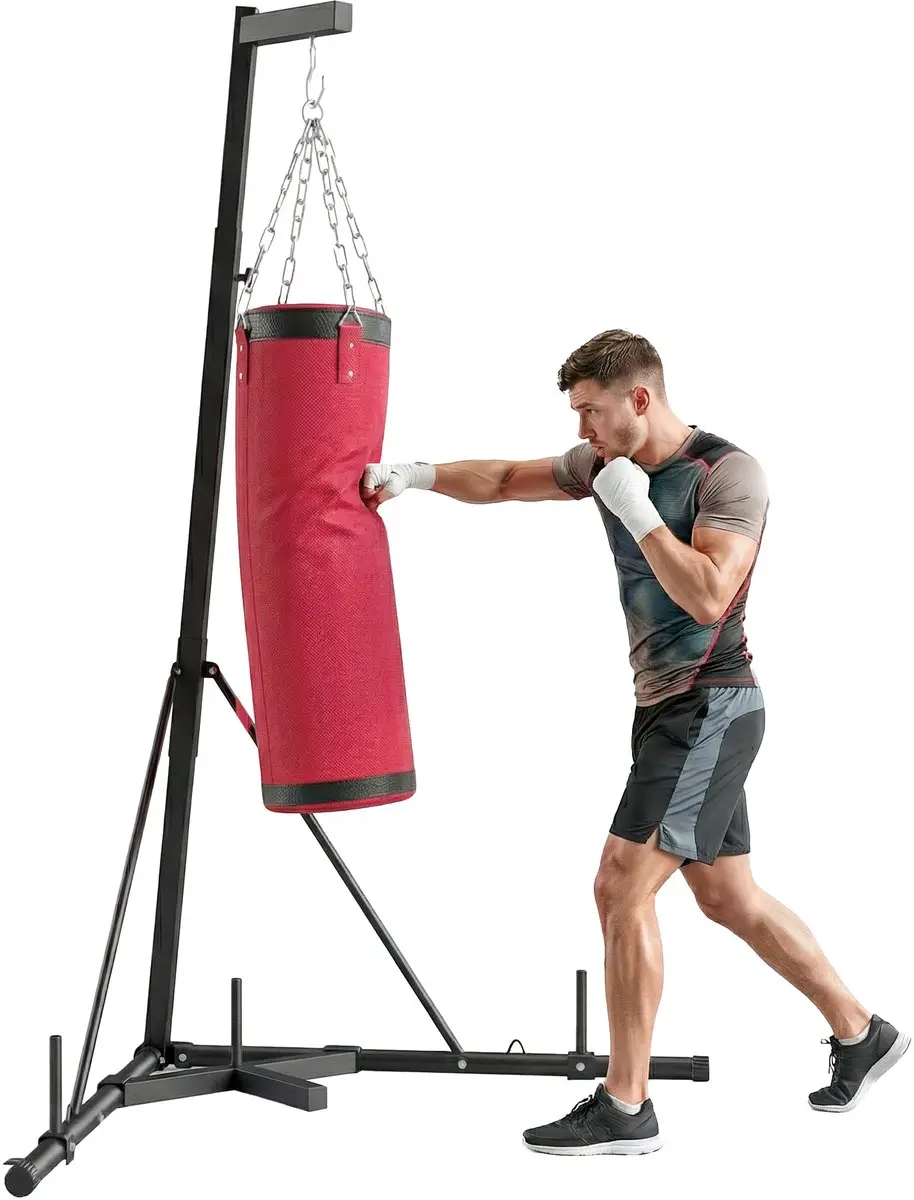 Sportnow Bokszakstandaard-Staal, canvas-175L x 91B x 185-231H cm-Rood