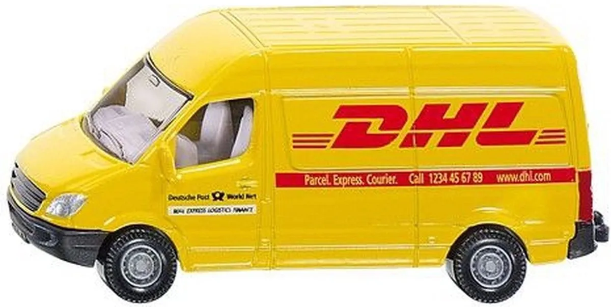 SIKU Mercedes DHL Bezorgbusje Geel - 2 Stuks