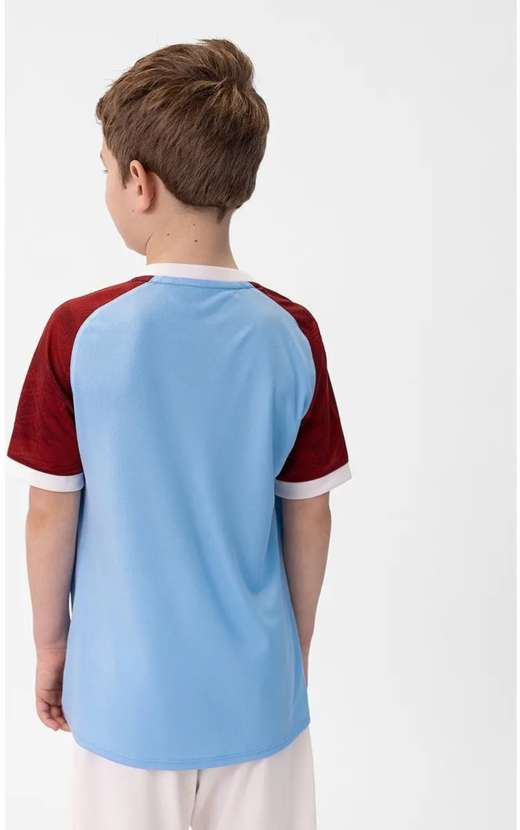 JAKO Iconic Shirt Korte Mouw Kinderen 164 - Zachtblauw/Wijnrood