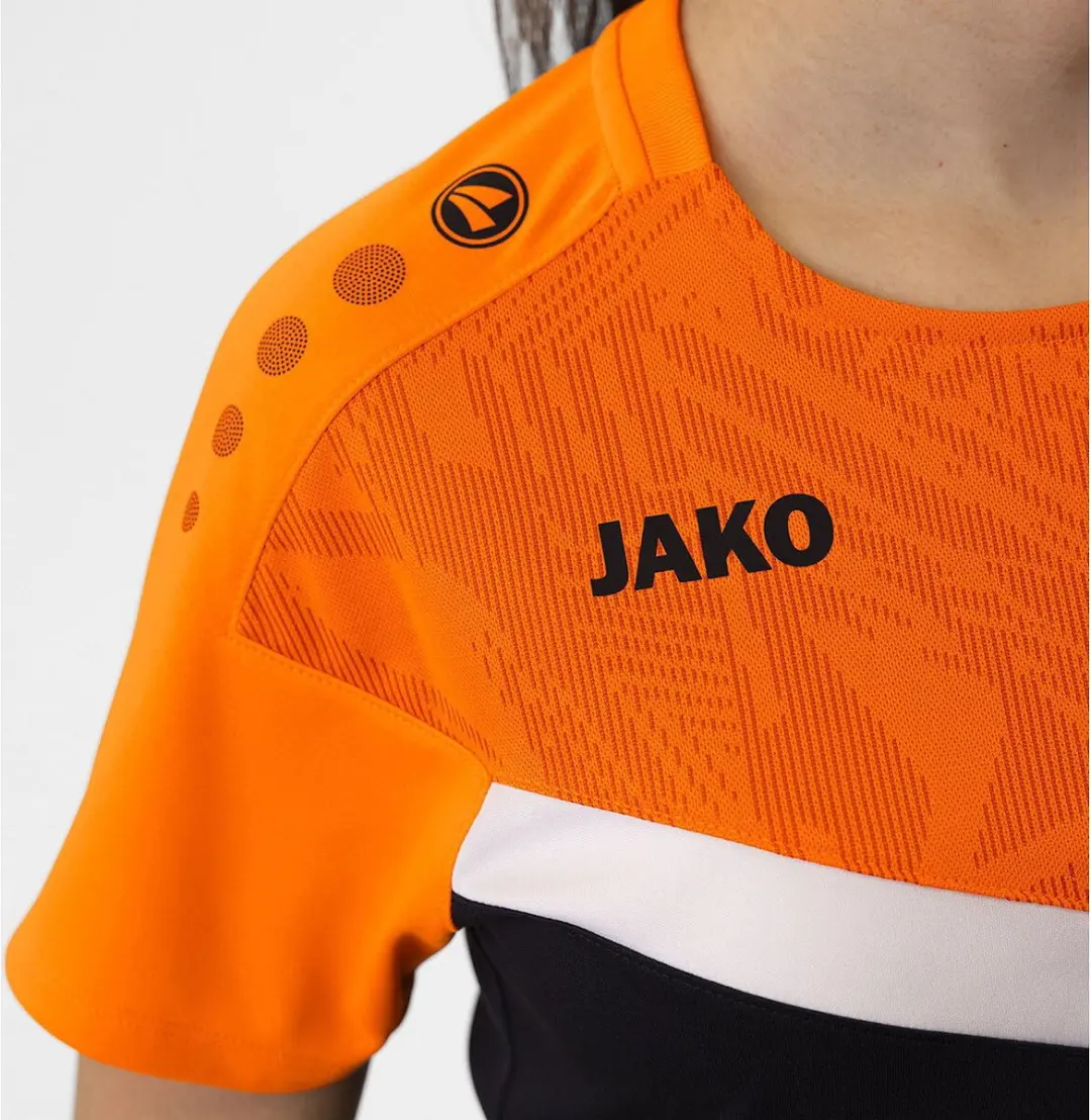JAKO Iconic T-Shirt Dames - Zwart/Fluo Oranje Maat 38