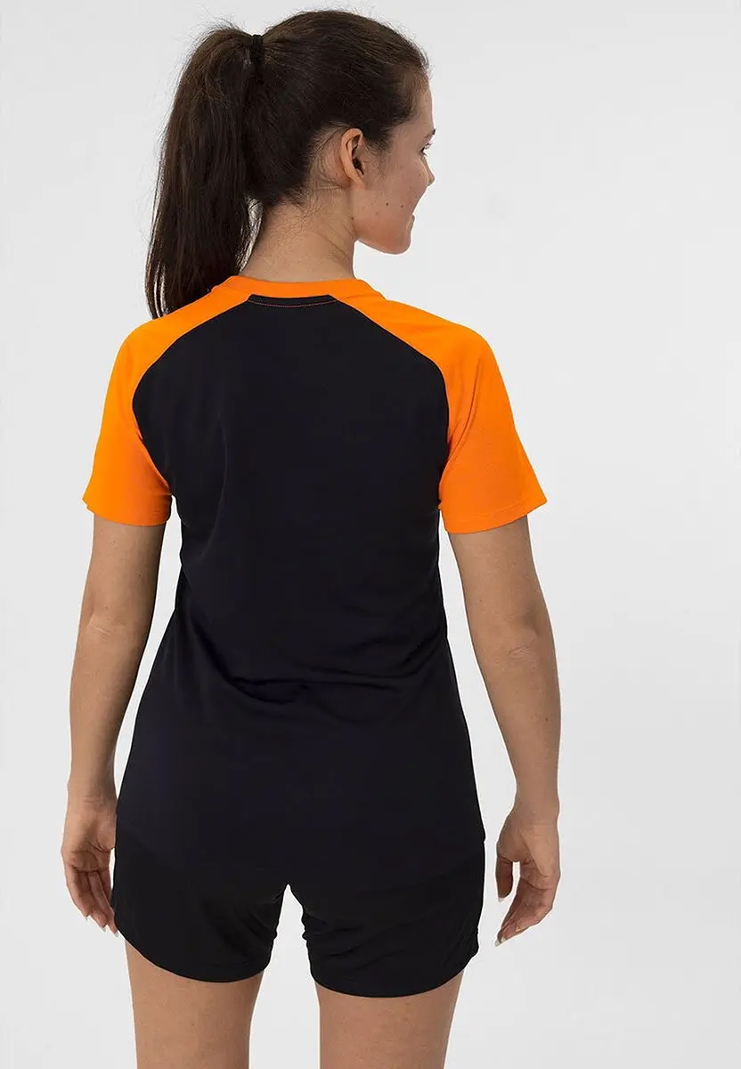 JAKO Iconic T-Shirt Dames - Zwart/Fluo Oranje Maat 38