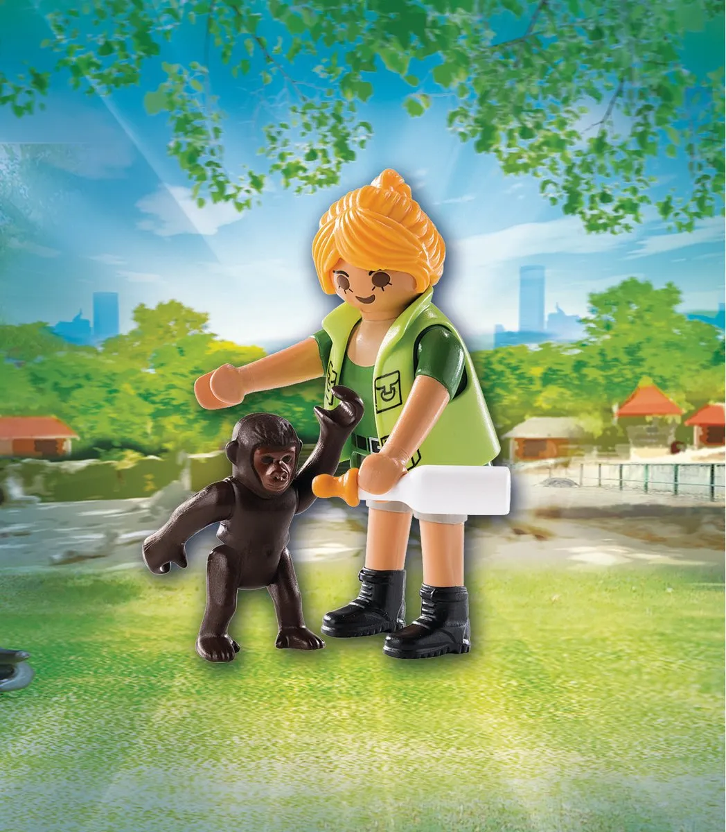Playmobil Dierenverzorger met Baby Gorilla 9074 - Groen - afbeelding 2 van 6