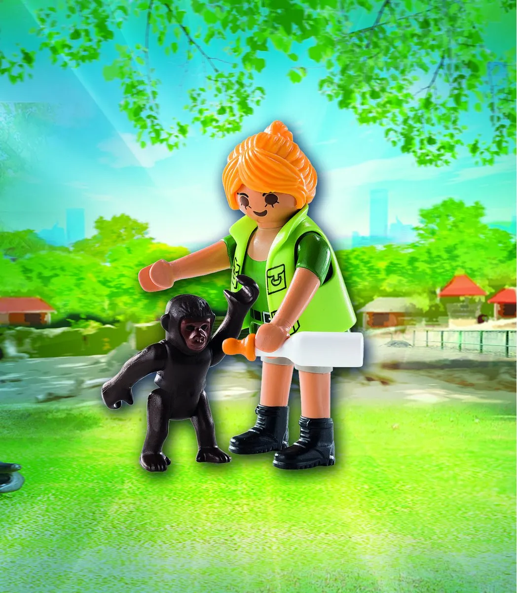 Playmobil Dierenverzorger met Baby Gorilla 9074 - Groen - afbeelding 3 van 6