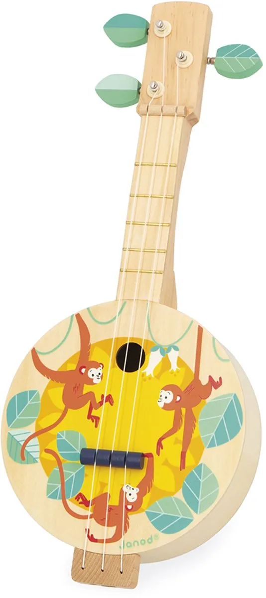 Janod Gioia Houten Jungle Banjo - 3 Extra Snaren - Multi Kleuren - afbeelding 6 van 6