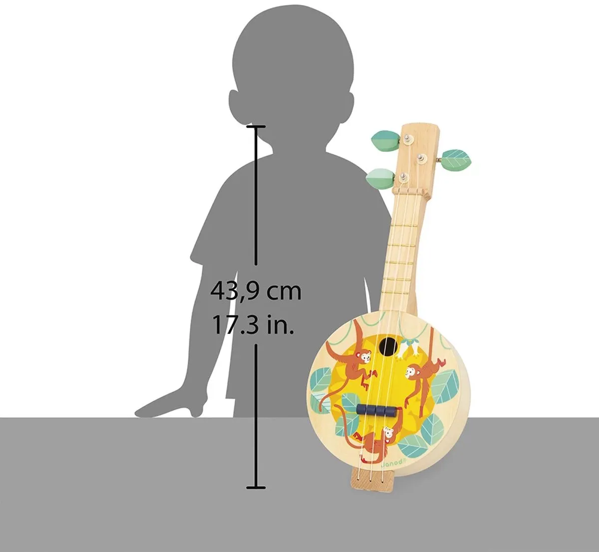 Janod Gioia Houten Jungle Banjo - 3 Extra Snaren - Multi Kleuren