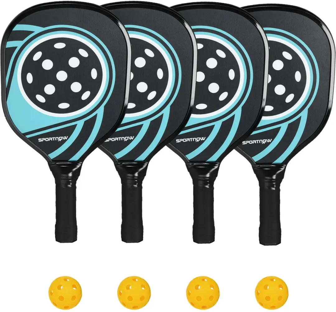 SPORTNOW-Pappelholz, Kunststoff-Schwarz+Blau-40L x 20B x 3H cm-Pickleball-Schlä