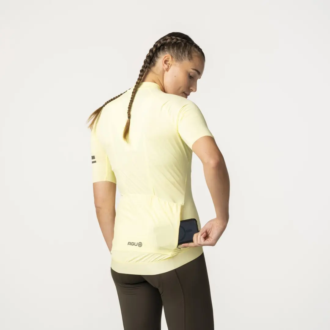 AGU Solid Wielrenshirt Dames Beige XL - 4-Way Stretch - YKK Camlock