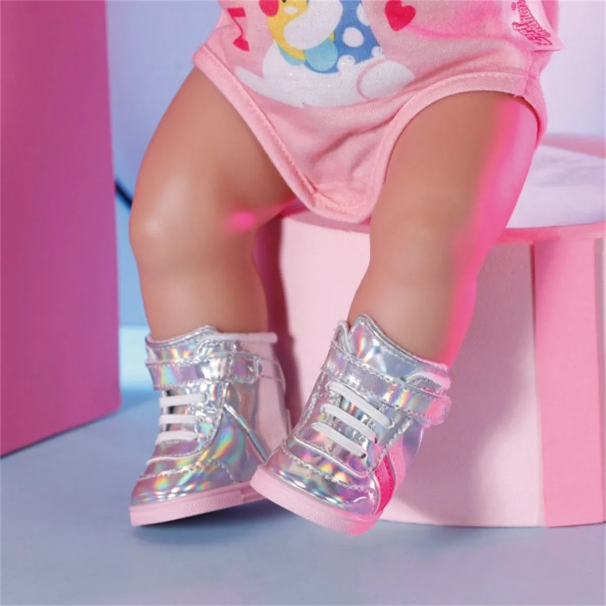Baby Born Sneakers 43cm - Zilver met roze